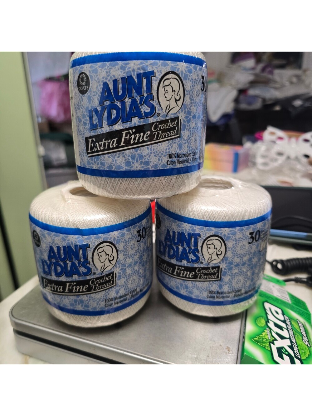 Aunt Lydia's Lot of 3 Extra Fine Crochet Thread Size 30 White 500 yards/ea - Picture 2 of 4